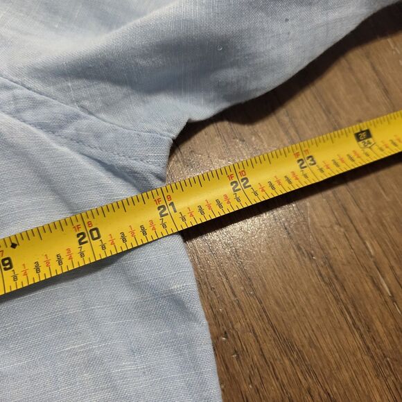 Porter and Ash Shirt Mens Small Linen Long Sleeve Button Down Blue Lightweight - Picture 7 of 8